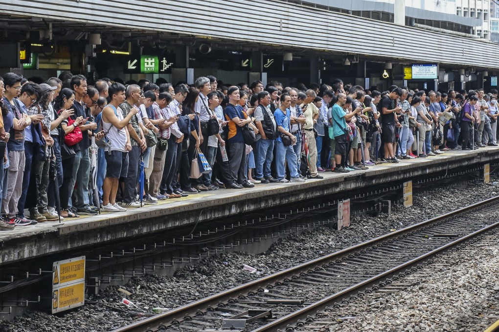 Early morning commuters were stranded for hours at Tai Wai MTR Station after Typhoon Mangkhut hit Hong Kong, causing disruptions on some train lines. Photo: Felix Wong