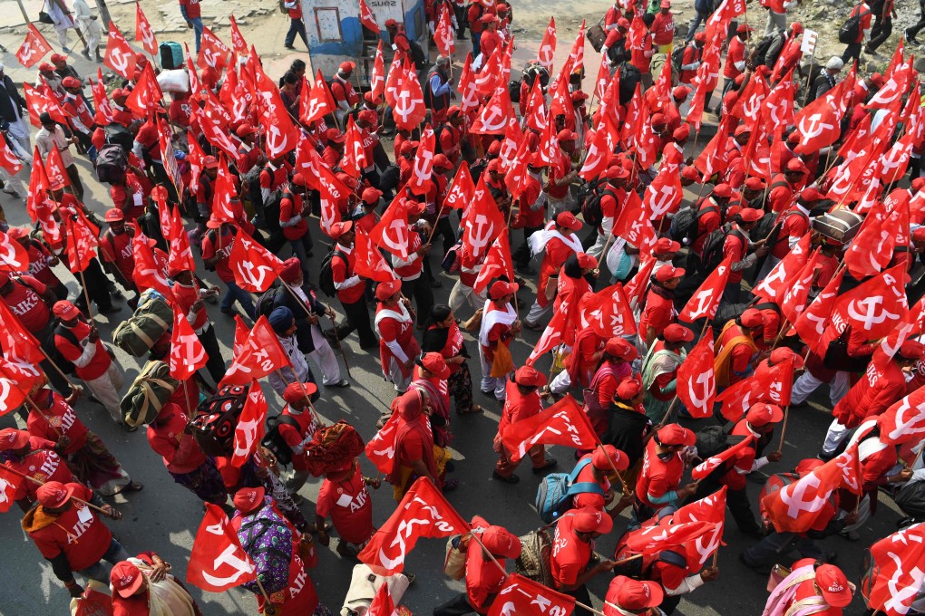Indian farmers take part in a march organised by the Communist Party of India (Marxist) and other leftist groups in Delhi last year. Photo: AFP