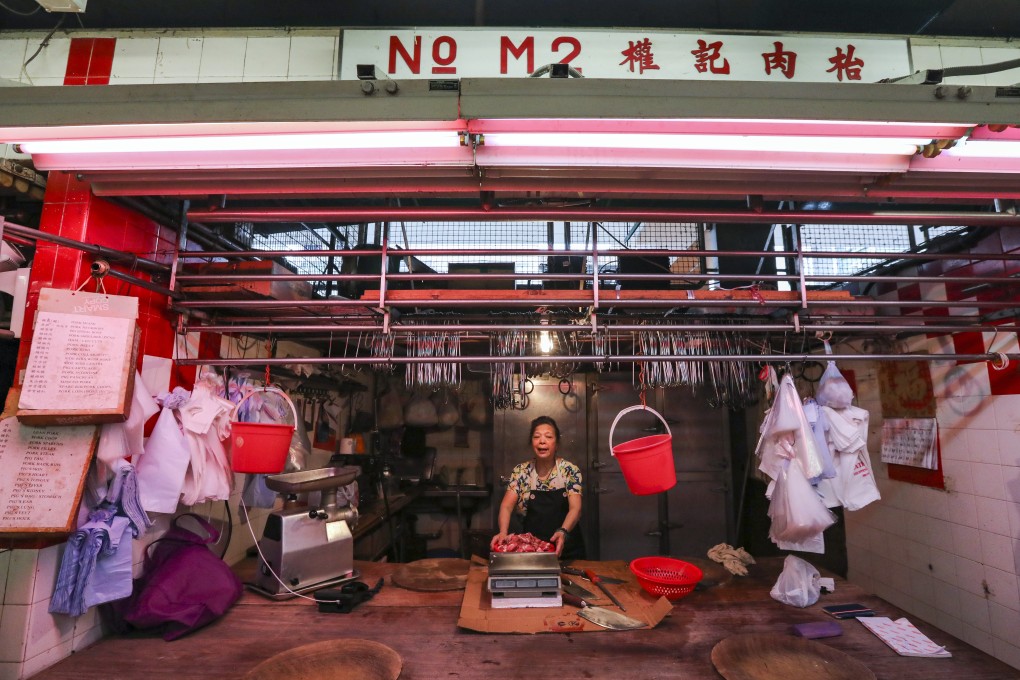 Beef and pork stalls out of stock at Hong Kong’s Kowloon City Market on 15 May 2019 as they have been out of supplies due to African swine fever case. Hong Kong gets most of its food supplies from mainland China. Photo: SCMP / Felix Wong