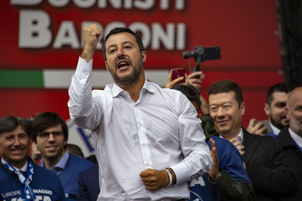 Matteo Salvini, Italy's deputy prime minister, speaks during the campaign rally in Milan. Photo: Bloomberg
