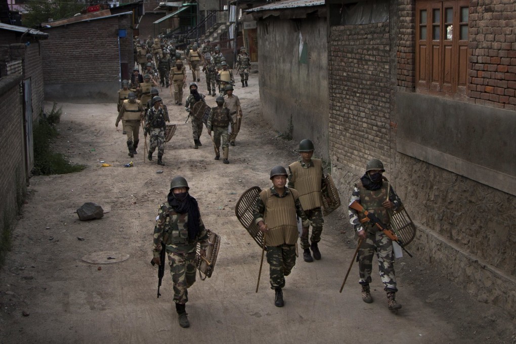 Indian paramilitary soldiers in Srinagar, Indian controlled Kashmir. Photo: AP
