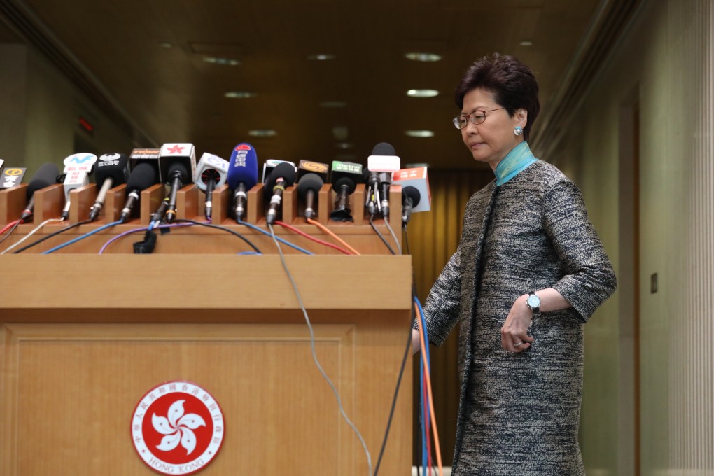 Chief Executive Carrie Lam speaks to the press before an Executive Council meeting in Tamar on Tuesday. Photo: Nora Tam