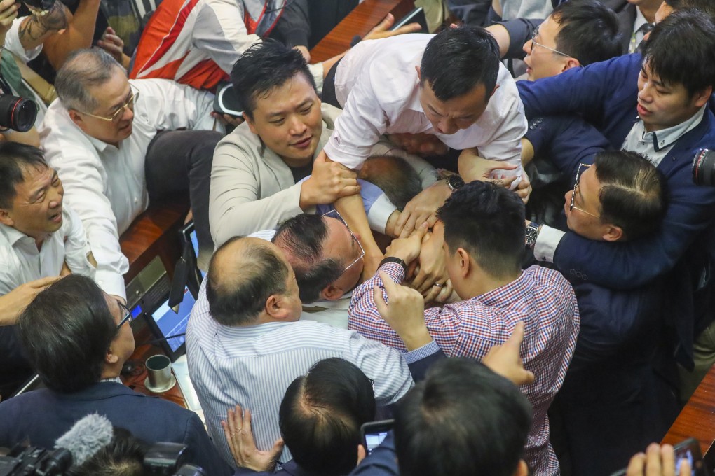 Chaos broke out during a Legco meeting on May 11. Photo: Edmond So