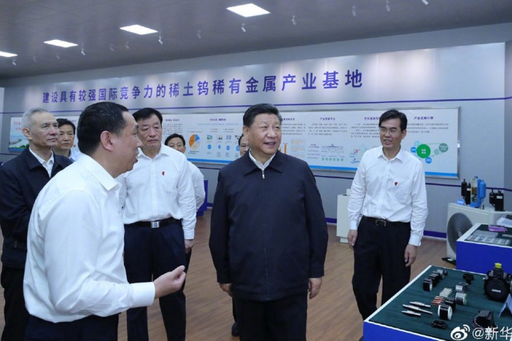 President Xi Jinping visits China’s rare earths mining base in Jiangxi province on Monday. Photo: Xinhua