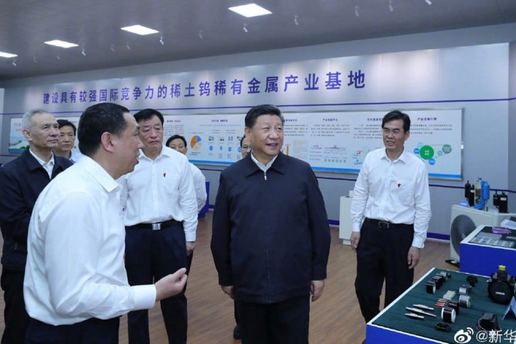 President Xi Jinping visits China’s rare earths mining base in Jiangxi province on Monday. Photo: Xinhua