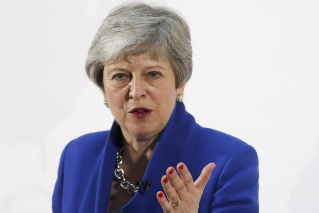 Britain’s Prime Minister Theresa May delivers a speech on Brexit in London on Tuesday. Photo: Bloomberg