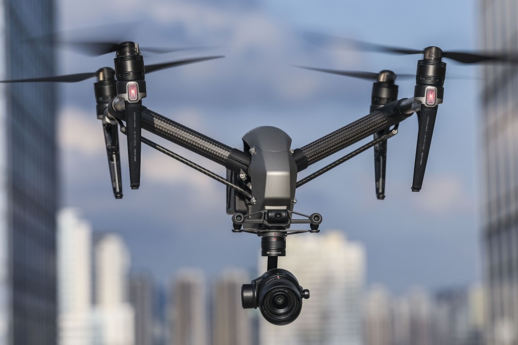 A DJI Inspire 2 drone being demonstrated at the Consumer Electronics Exchange/Exhibition Centre in Shenzhen. Photo: Roy Issa