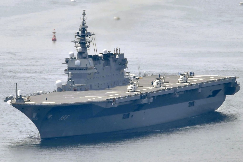 Japanese warship JS Izumo, seen here in May 2017, has been carrying out joint exercises in the South China with ships from the navies of India, the Philippines and the US. Photo: Kyodo