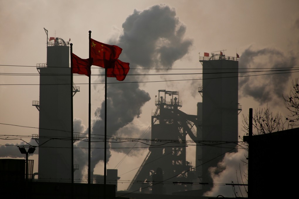 Chinese flags flying near a steel factory in Hebei in February 2017. Photo: Reuters