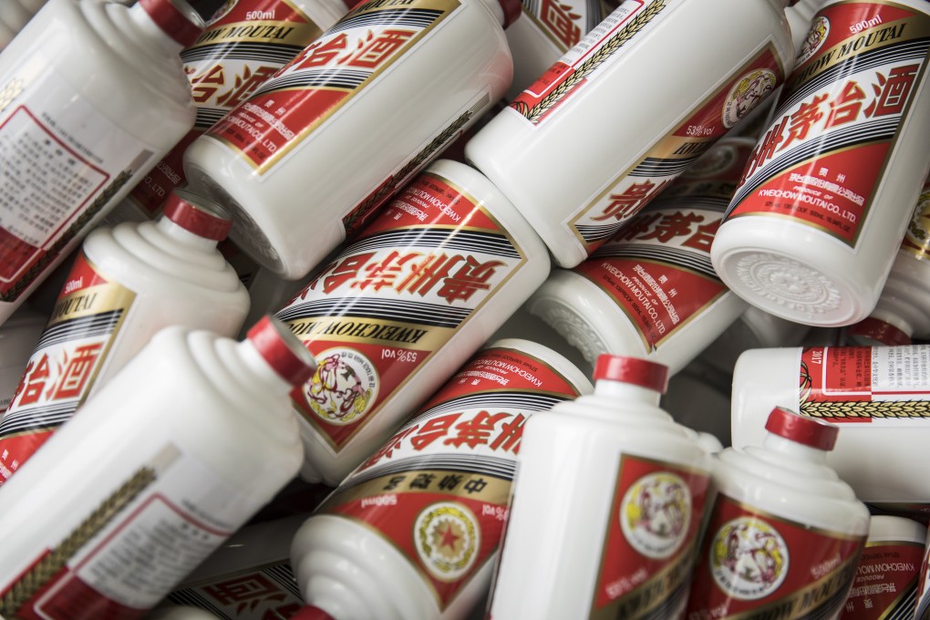 Bottles of Mao-tai on the production line at the Kweichow Moutai factory in Guizhou in December 2017. Photo: Bloomberg