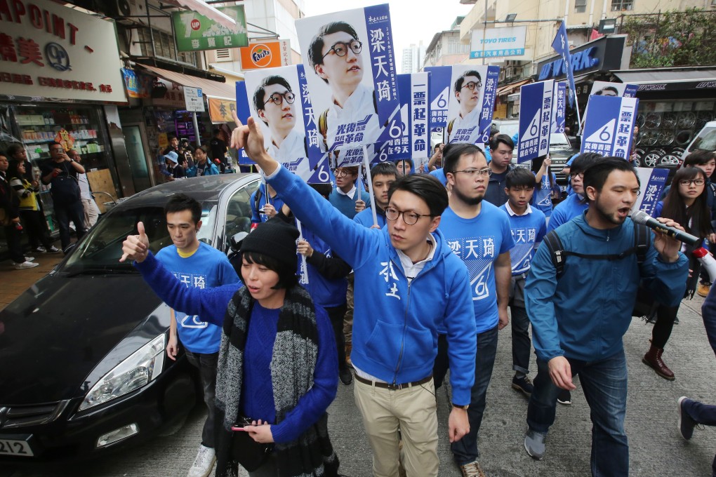 Edward Leung (centre) was once the face of the city’s independence movement. Photo: Edward Wong