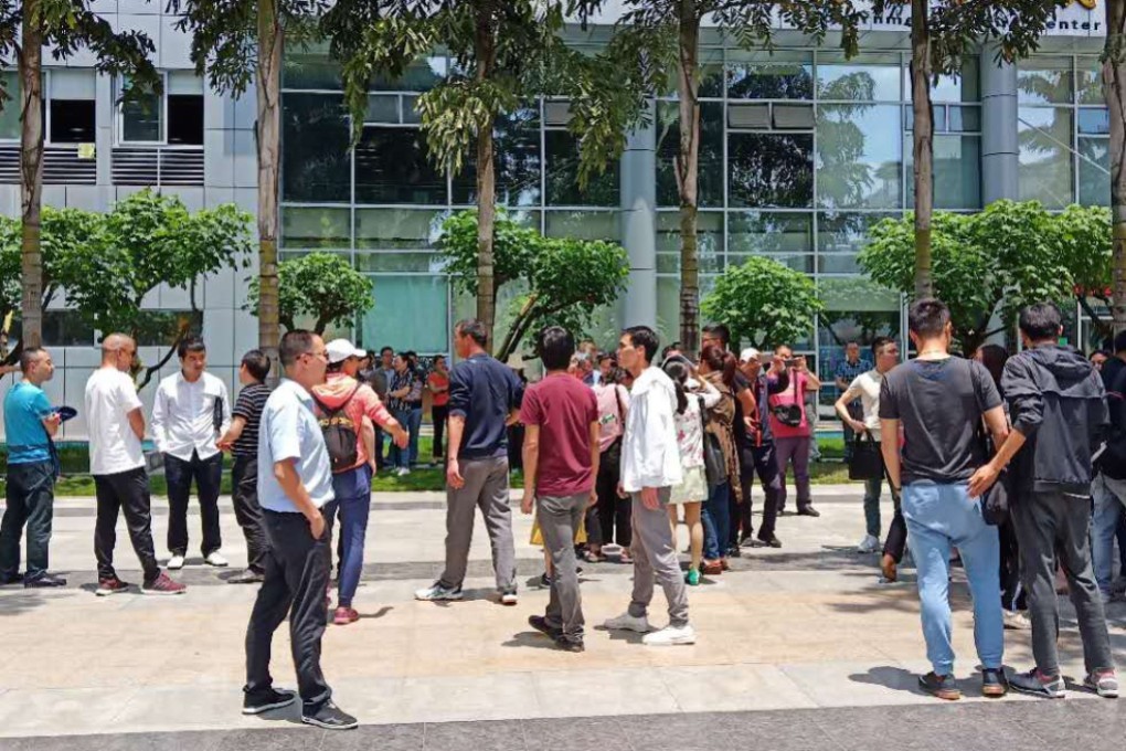 Teachers protest in Jianyang, Sichuan province, on Tuesday over what they say is poor pay. Photo: Handout