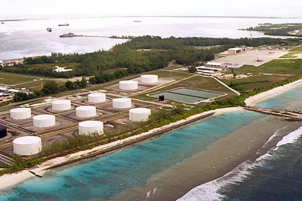 Fuel tanks on Diego Garcia, the largest island in the Chagos Archipelago and the site of a US military base. Photo: Reuters