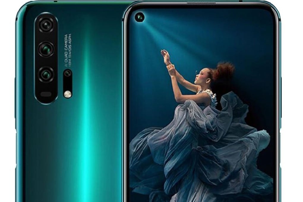 Front and back views of Chinese tech giant Huawei’s new Honor 20 Pro smartphone. With a 6.3-inch screen, 8GB of RAM and 256GB of memory, the handset is impressive. Photo: Ben Sin