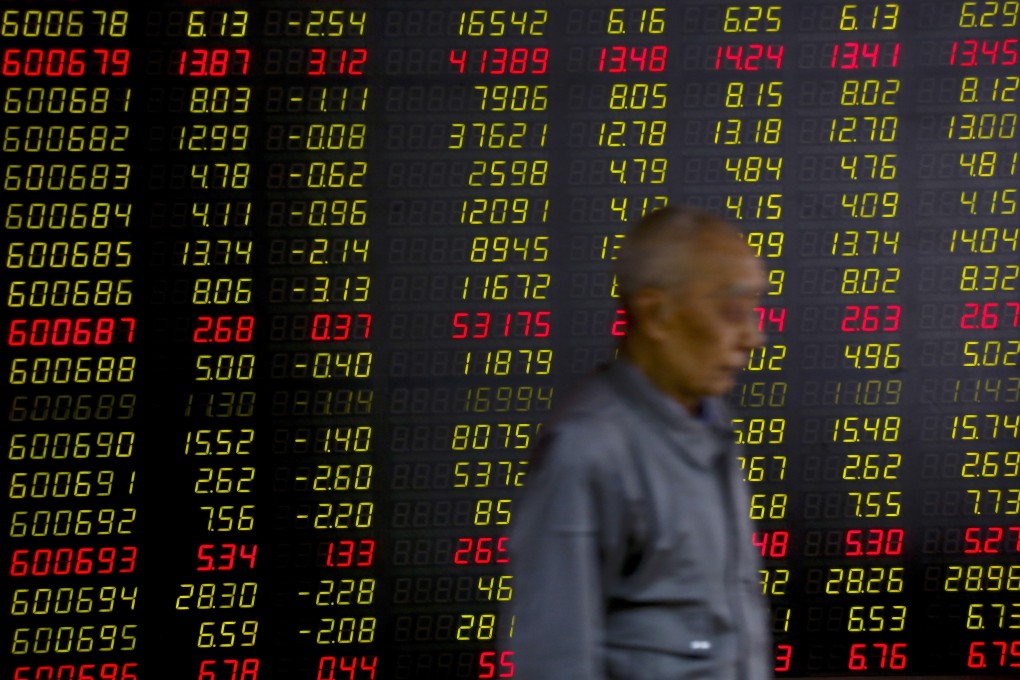 In this May 14, 2019, a man walks past an electric board displaying stock prices at a brokerage house in Beijing. Photo: Associated Press