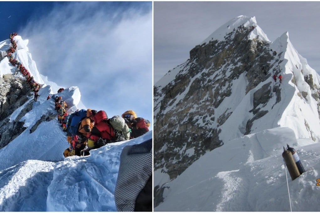 A contrast between the Everest traffic jam in 2019 and Michael Tomordy 's experience on the mountain when he was the last team to reach the summit in 2018. Photo: Project Possible/Handout