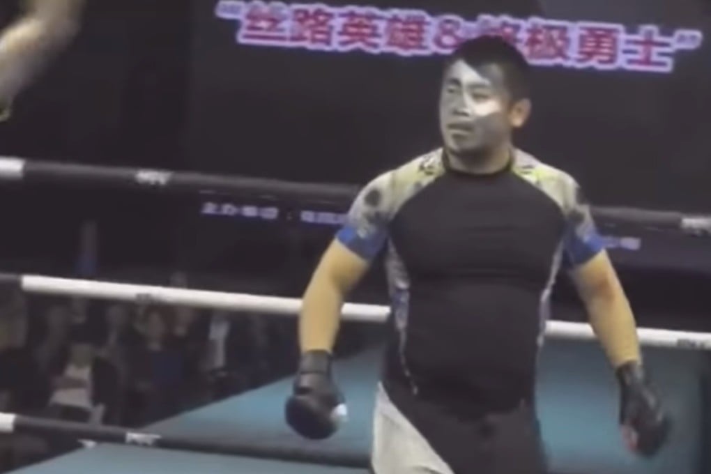 Xu Xiaodong angrily stalks the ring after winning his latest fight in less than a minute. Photos: YouTube
