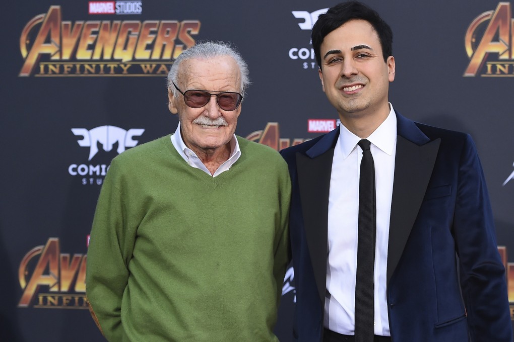 Stan Lee (left) and Keya Morgan are seen at the April 23, 2018 premiere of Avengers: Infinity War. Photo: Invision via AP