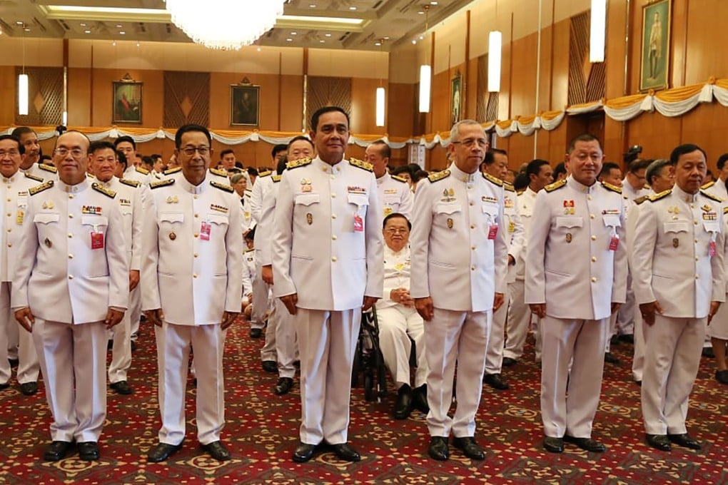 PM Prayuth Chan-ocha (centres) attends the opening of parliament in Bangkok on May 24. Photo: AFP