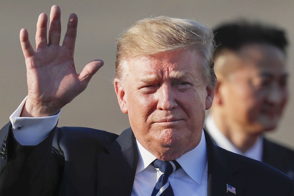 US President Donald Trump is seen on Saturday arriving at Tokyo’s Haneda airport. Photo: Kyodo