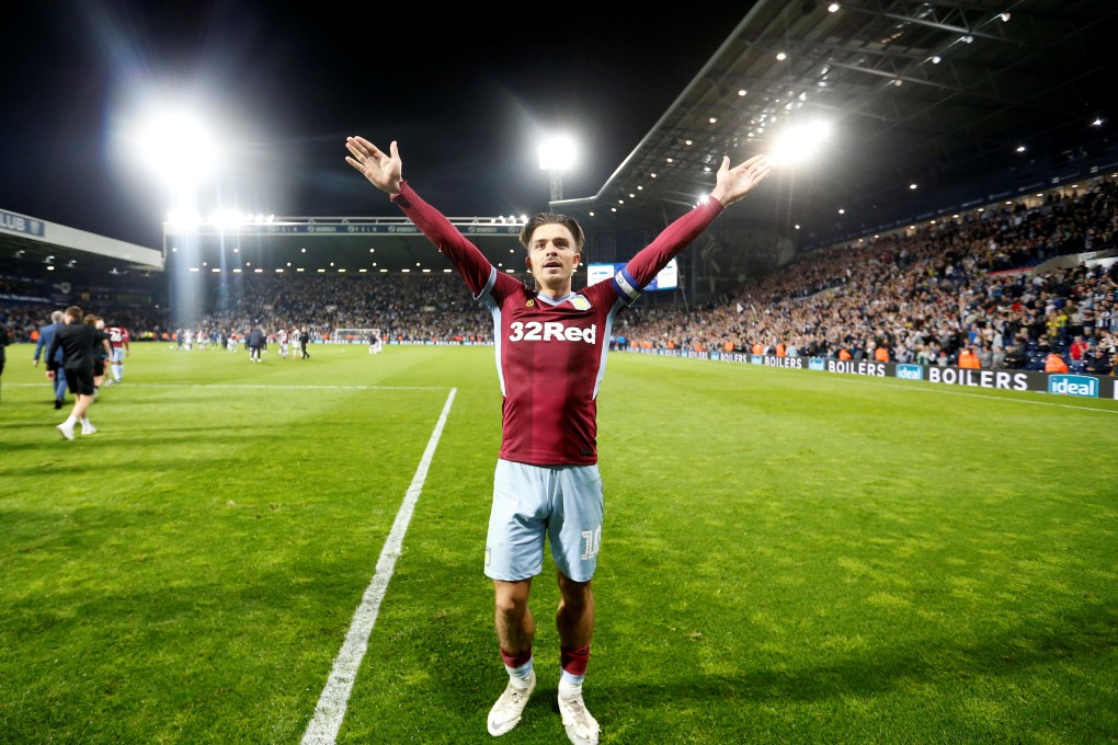 Aston Villa’s Jack Grealish thanks the crowd after winning the play-off semi-final to return to Wembley. Photo: Reuters