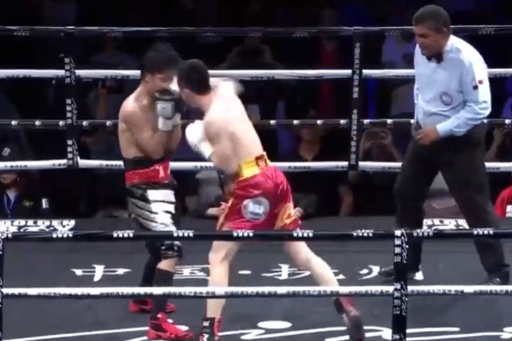 China's Xu Can, right, connecting against Japanese challenger Shun Kubo on Sunday. Photo: YouTube