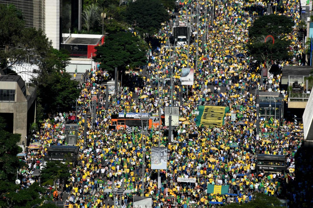 Supporters of Brazilian President Jair Bolsonaro demonstrate in Sao Paulo. Photo: AFP