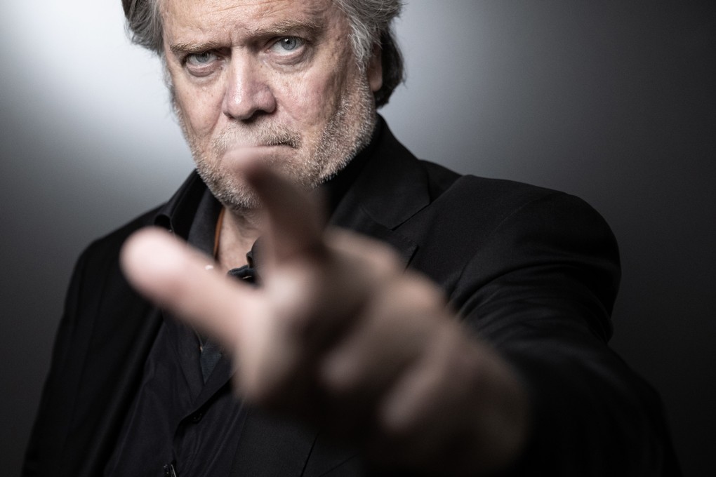 Steve Bannon poses during a photo session in Paris on Monday. Photo: AFP