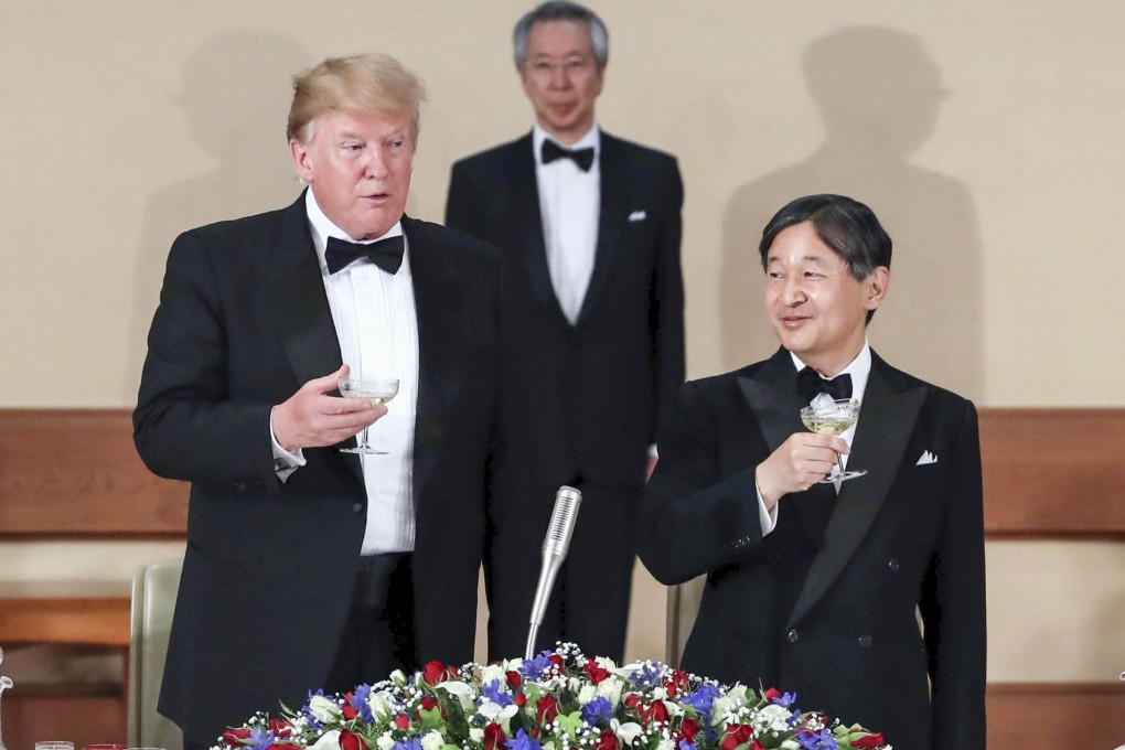 US President Donald Trump and Japanese Emperor Naruhito at the Imperial Palace in Tokyo. Photo: Kyodo