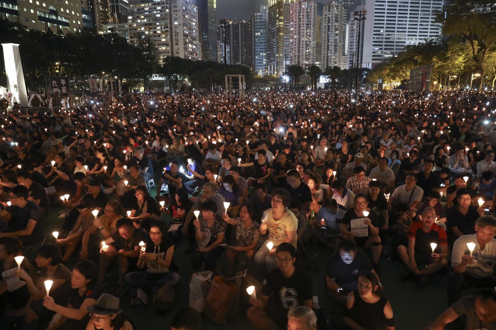 The Tiananmen Square crackdown is remembered annually in Hong Kong by a candlelight vigil in Victoria Park. Photo: Robert Ng