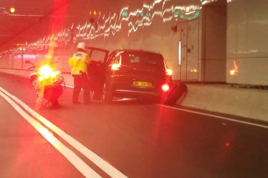 The car smashed into the tunnel barrier twice. Photo: Facebook