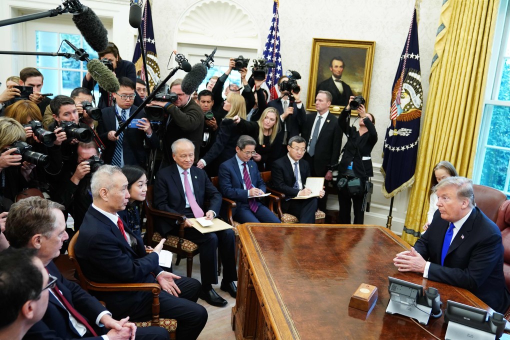 Vice-Premier Liu He (third from the left) has been China's chief negotiator in the talks with the United States. Photo: AFP