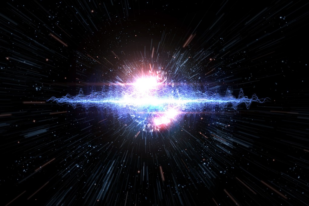 Cosmic galaxy explosion in outer space, 3D illustration – Illustration