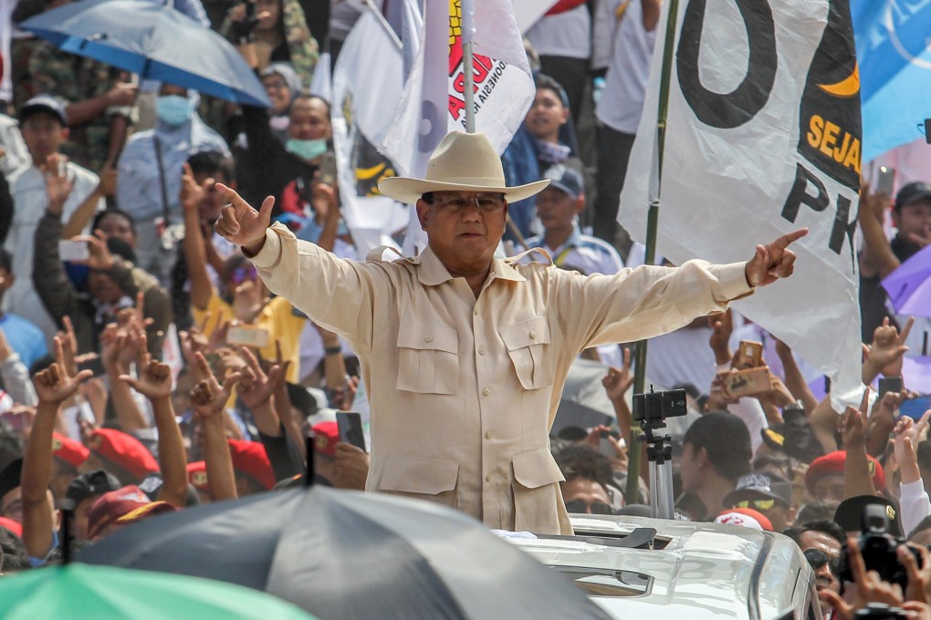 Indonesia’s failed presidential candidate Prabowo Subianto at a rally before the April election. Photo: EPA