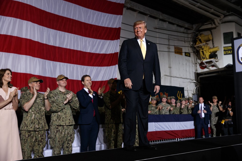 US President Donald Trump aboard the USS Wasp, in Yokosuka, Japan. Photo: AP