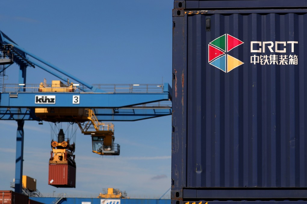 Shipping containers of China Railway Container Transport Corp at Duisport shipping port in Duisburg, Germany. Photo: Bloomberg