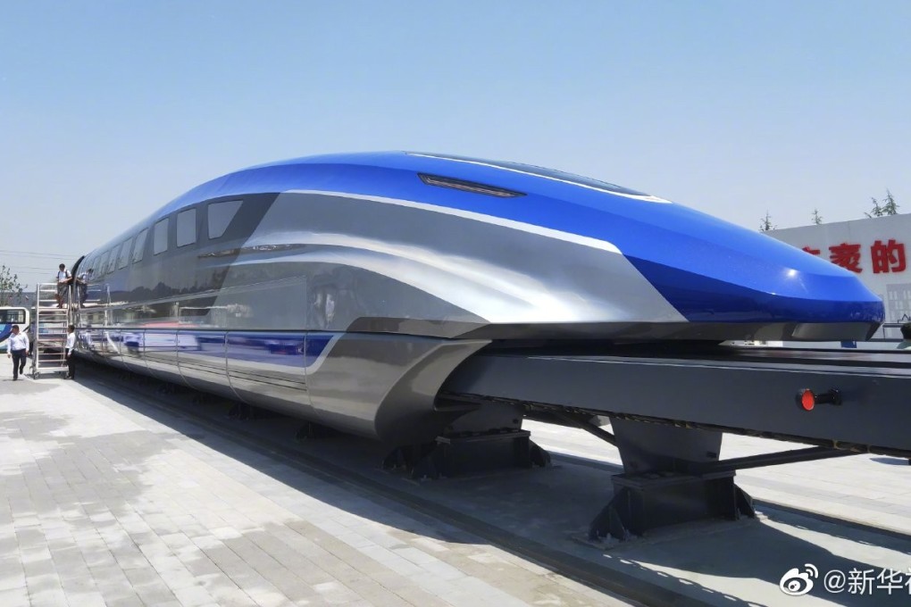 One possible future for rapid transport in China is unveiled in the form of a magnetic levitation train at Qingdao in Shandong province. Photo: Weibo