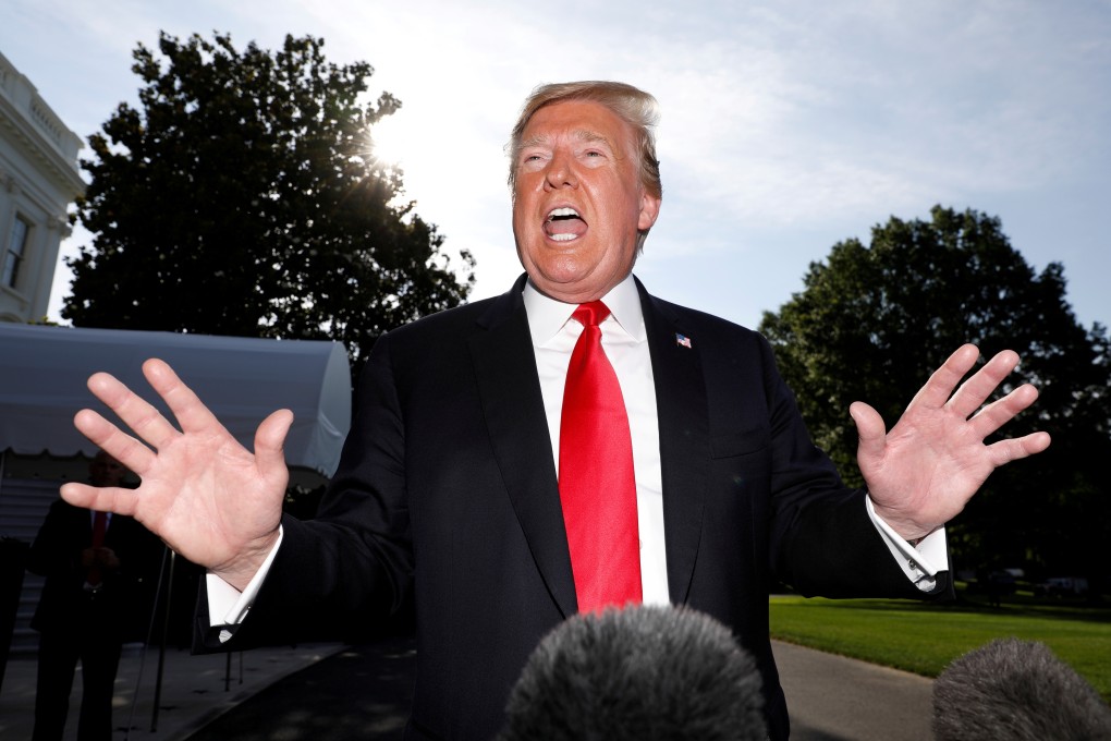 US President Donald Trump speaks to the media as he departs from the White House on Thursday. Photo: Reuters