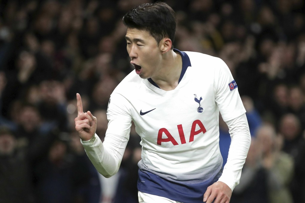 Tottenham Hotspur’s Son Heung-min celebrates scoring against Manchester City. Photo: AP