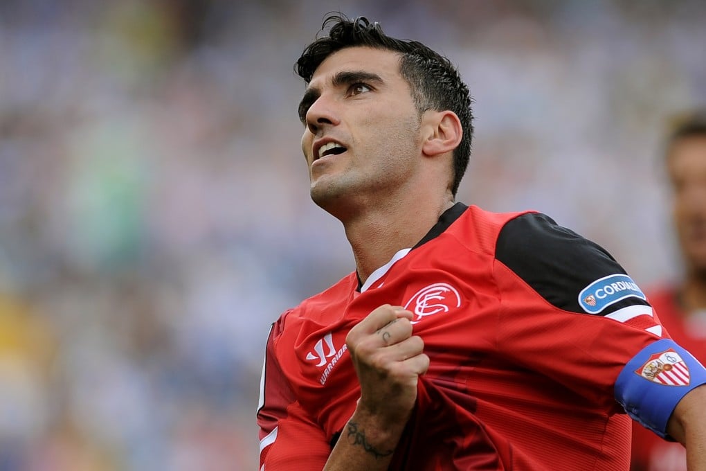 Sevilla's then forward Jose Antonio Reyes celebrates a goal during the Spanish league football in 2015. Photo: AFP