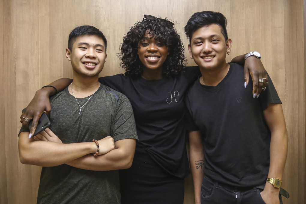 The Harmony HK team (from left) include art director John David Dela Peri, founder Harmony (Anne-Marie) Ilunga and cinematographer Anthony Tamayo Asis. Photo: Jonathan Wong