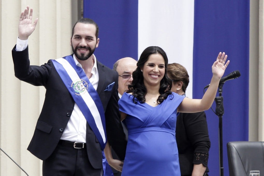 El Salvador’s newly sworn-in President Nayib Bukele and his wife Gabriela wave. Photo: AP Photo