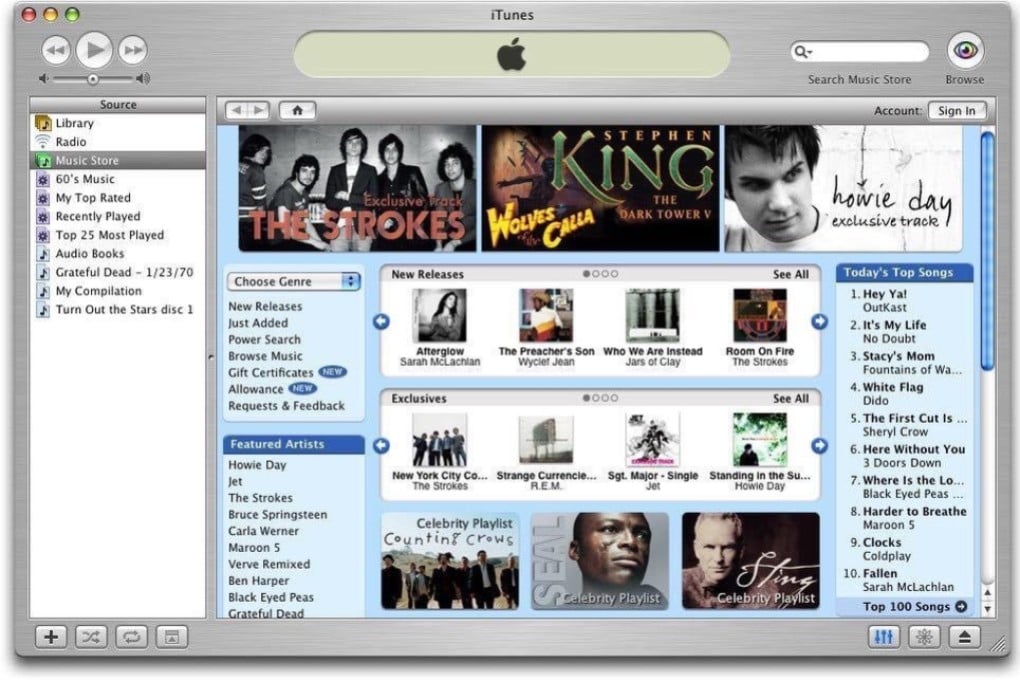 How the Apple iTunes looked in 2003 when the service was first launched. Photo: Ben Sin