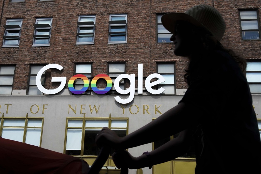 The Google logo outside the Google Building in New York on Monday. Photo: AFP
