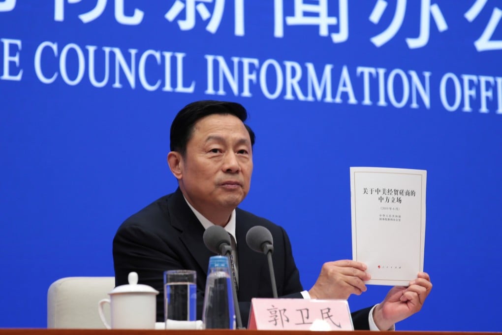 China released a white paper titled “China’s Position on the China-US Economic and Trade Consultations” on Sunday. Photo: Reuters