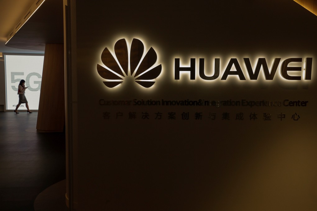 The Huawei logo is displayed during the 5G is On event in Madrid, Spain, on Wednesday. Photo: EPA-EFE