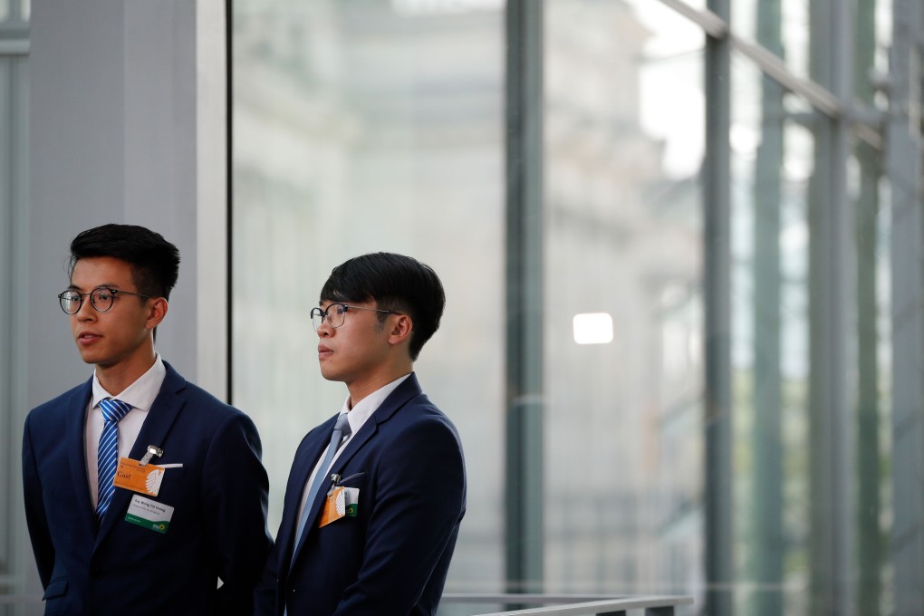 Ray Wong (left) and Alan Li speak to journalists at an event on June 4 in Berlin, organised by Germany’s Green party to mark the 30th anniversary of the 1989 Tiananmen crackdown in Beijing. Photo: AFP