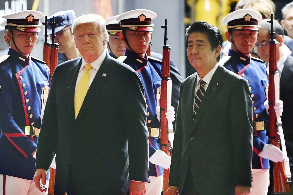 United States President Donald Trump (left) and Japanese Prime Minister Shinzo Abe during the former’s recent visit to Japan. Photo: Kyodo