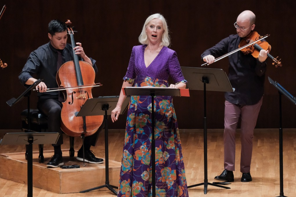 Mezzo-soprano Anne Sofie von Otter performs with members of the Brooklyn Rider string quartet in a Premiere Performances concert at Hong Kong City Hall, Central. Photo: Thomas Lin