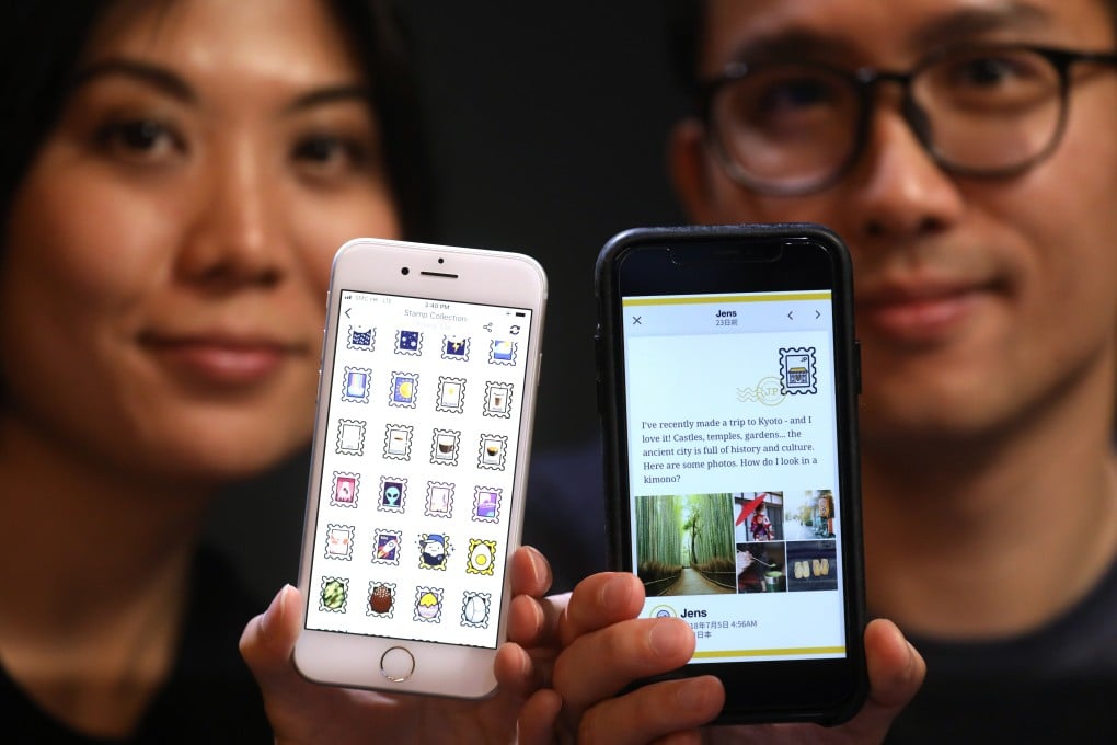 JoJo Chan (left) and Kevin Wong, founders of the Slowly app, in Causeway Bay. Photo: Dickson Lee